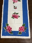 Stunning Vintage Startex Floral W Blue Border Kitchen Dish Towel Linen   Cotton