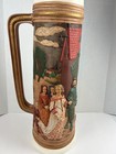 Vintage German Wedding Beer Stein 31  Tall Relief Scene Decorative Ceramic Mug