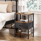 Nightstand Set Of 2 With Charging Station  3-tier Rustic Brown  Black