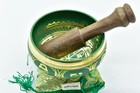 3 75  Tibetan Meditation Yoga Singing Bowl Set Free Mallet  Green