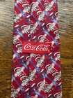 Vintage Coca-cola 100  Silk Neck Tie Red Usa Made Soda Pop Advertisement