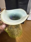 Vintage Gibson 2000 Rare  Art Glass Pitcher Opalescent Vaseline Uranium Glows 