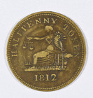 1812 Canada  thomas Halliday  Half-penny Copper Token  Breton 960  Very Fine