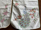 3 Pieces Vintage Peacock Embroidery  2 Oval Runners 33   39    Toaster Cover