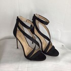 Imagine Vince Camuto Women Black Crisscross Vamp Ankle Strap Zipper Back Sz 6 5m