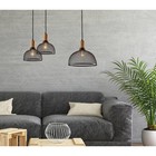 Dale Small Pendant Black - Adesso  Industrial Mesh Shade Rubber Wood Accent
