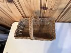 Vintage Willow Wicker Basket Natural Wood Terrance Basket Old Brown Large
