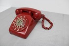 Red Desk Phone Iconic Bell System By Western Electric Rotary Dial 500 Series