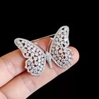 Butterfly Shape Brooch Pin 3ct Round Cut Simulated Diamond 14k White Gold Plated
