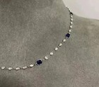 5 00ct Oval Cut Lab Created Blue Sapphire Tennis Necklace 14k White Gold Plated