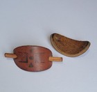 Native American 1970s Handmade Small Hair Clips Barrettes Brown Leather Western