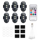 6pcs Wireless Led Strobe Lamp Rgb 8 Color Flashing Warning Light For Utv Atv