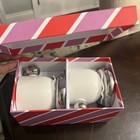 Anthropologie Set Of 2 Arlo Stoneware Espresso Cup White Silver Ceramic Mugs Set
