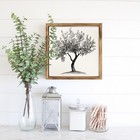 Vintage Olive Tree Sketch Wood Plaque Framed Mediterranean Farmhouse Wall Decor