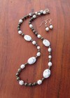Howlite And Pyrite Strung Necklace - 22  Long - Jewelry Set - Sterling Silver