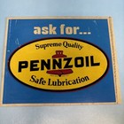 Vintage Sign L Pennzoil Store Dealer  Sign Ask For Pennzoil Double Sided