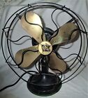 Antique Home Office Us Cast Iron Brass Blade Robbins Myers Oscillating Motor Fan