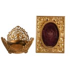 Four Piece Vintage Hollywood Regency Gold Filigree Vanity Set