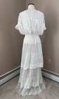 Vtg  Antique Edwardian 1900   s Sheer Net Embroidery Dress Sz S White Boho Wedding