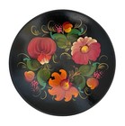 Set Of 2 Vintage Ukrainian   Russian Folk Art Hand Painted Floral Wooden Plates