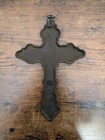 Cast Iron Ornate Wall Cross Crucifix Rustic Brown  9x6 In