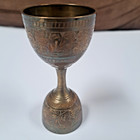 19th Century Antique Indian Brass Minakari Measuring Cup Double Ended