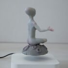 Magnetic Levitation Kinetic Sculpture Of Alien Girl Sitting On Asteroid