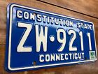 Very Nice Looking  Straight 1980 Connecticut License Plate  Zw 9211  Nice Shine