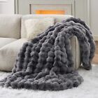 Faux Rabbit Fur Throw Blanket Warm Plush Reversible Blanket Cozy Home Decor Gift