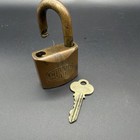 Vintage 1930s Corbin Solid Brass Padlock With Original P f Corbin Flat Bow Key