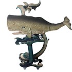 Nautical Sperm Whale Sky Hook Teeter Totter 20    Metal Balance Tin Folk Art Toy