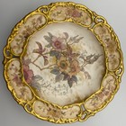 Antique Doulton Burslem Floral Pedestal Cake Stand Gold Gilt 1886   1902
