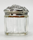 Antique Unger Brothers Sterling Silver   Crystal Powder Vanity Dresser Jar