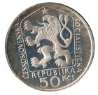 1975 Czechoslovakia  Toned  Yellow Gold 50 Korun Silver Gem Proof   Lion