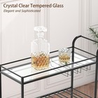 Black Bar Cart  Home Bar Serving Cart With Handle  Wine Cart With 3-tier Glas   