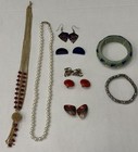 Vintage Costume Jewelry Lot Faux Pearls Enamel Earrings Bracelets Necklace  8p 