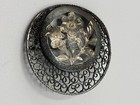 Sterling Silver Flower Brooch Pin Victorian Vtg Filagree C Clasp Patina 1800s