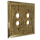 Victorian Style Double Gang Push Button Switch Plate Solid Thick Brass