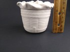 Vintage Trinket Dish W Lid Candle Holder White Basket Weave Floral Ceramic