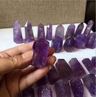 Natural Hexagonal Crystal Quartz Healing Fluorite Wand Stone Purple