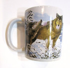 Vintage 1990 s Wolf Porcelain Stoneware D Handle Coffee Mug Wildlife Wolves
