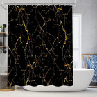 4 Piece Black Marble Shower Curtain Set With Bathroom Rugs And Bath Mats