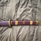 Mini Katana One Piece Replica Sword Full Tang Metal Blade Purple gold red