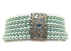 B054 5mm Blue Color Pearl   Crystal Fashion Stretch Bracelets Party Wedding