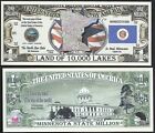 Lot Of 25 Bills - Minnesota State Million Dollar W Map  Seal  Flag  Capitol