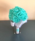 Small Teal Blue Bridal Bouquet With Real Touch Roses