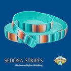 Country Brook Design   1in Sedona Stripes Ribbon On Light Cyan Nylon Webbing  5 Y