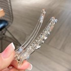 2 Pcs 3 0 Inch Shiny Clear Spike Alligator Duck Bill Hair Clips Crystal Hair    