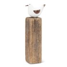 Birds On Post Statue Set Of 2 Weathered Wood 8  6  High Natural Nautical Seaside