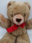 Vintage Eden Toys Brown Tan Teddy Bear Plush 14  Red Bow Heart Nose Lovey